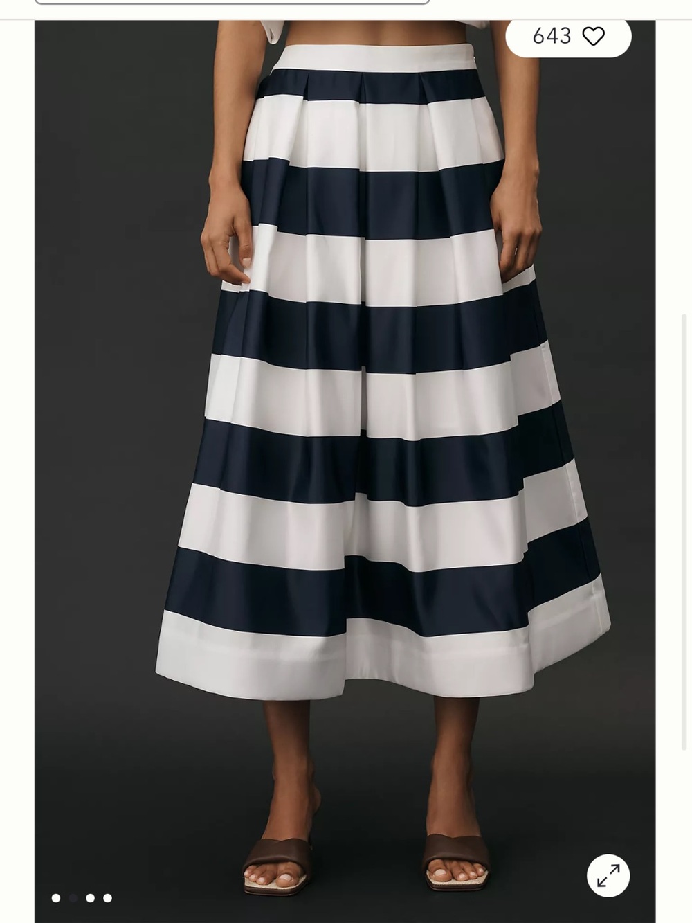 Maeve Navy and White Striped Two-Piece Skirt Set - Picture 4 of 9
